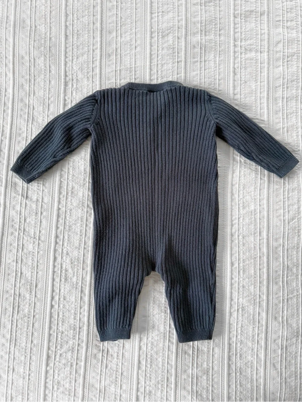 Carter’s Baby Boy Ribbed Knit One-Piece Romper Sweater Jumpsuit in Charcoal Navy